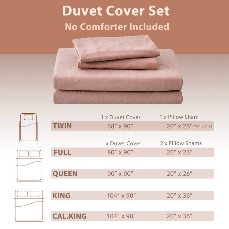 HOME BEDDING Jersey Cotton Duvet Cover Set, King Duvet Cover + 2 King Shams, Petal Pink