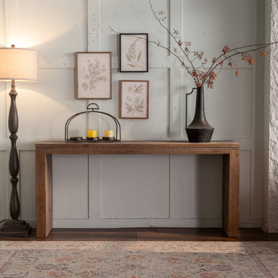 Table en bois massif derrière le canapé, entrée rétro étroite pour le couloir, espaces polyvalents pour la maison, cadre, surface imperméable, console facile à assembler, usages multiples dans la maison, style long et simple