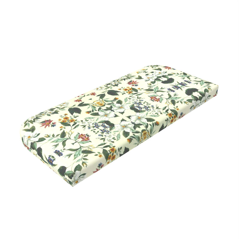 Indoor/Outdoor Bench Loveseat Cushion, Cream/Yellow/Green/Red