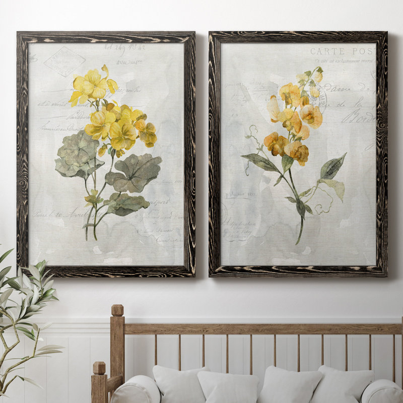 Canari lin géranium - ensemble de 2 reproductions d'art, H 37,5 po x l 55 po x P 1,5 po, H 31,5 po x l 47 po x P 1,5 po