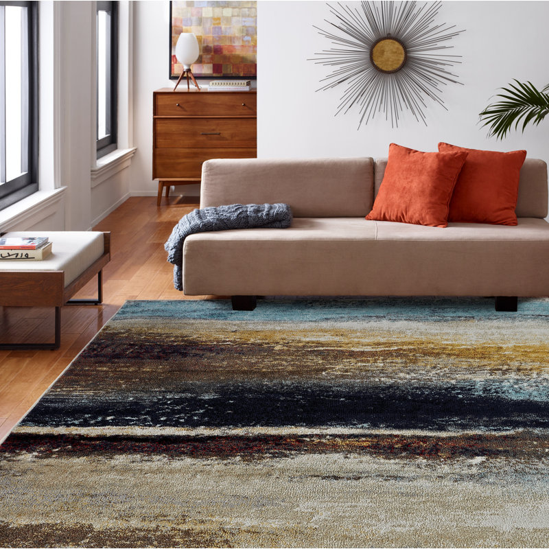 Zakrzewski Abstract Area Rug in Blue, Round 8'
