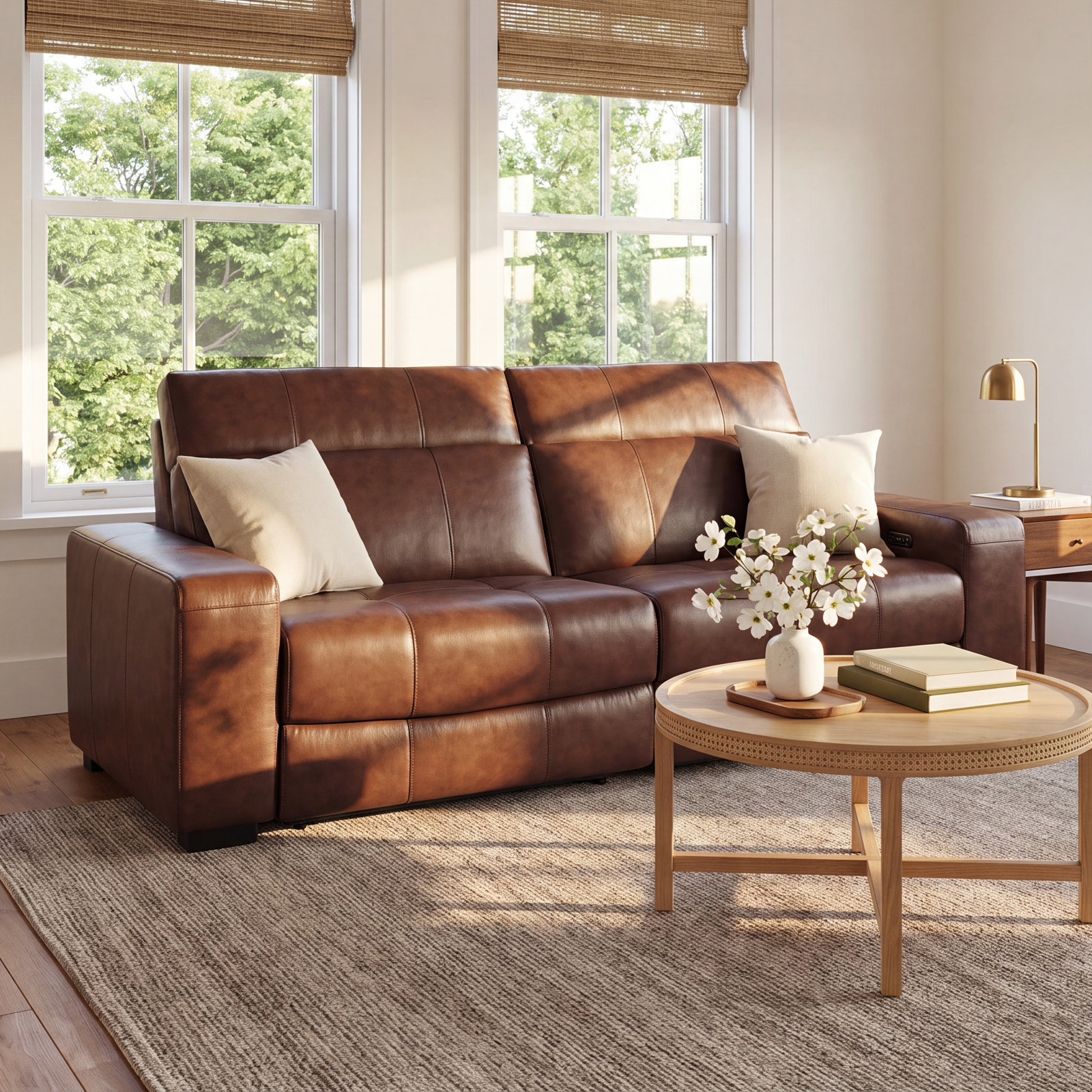 Rossi 90" Genuine Leather Modular Loveseat