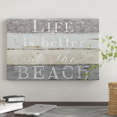 «Life Better Beach» par Kelly Donovan, reproduction d'art textuel sur toile tendue