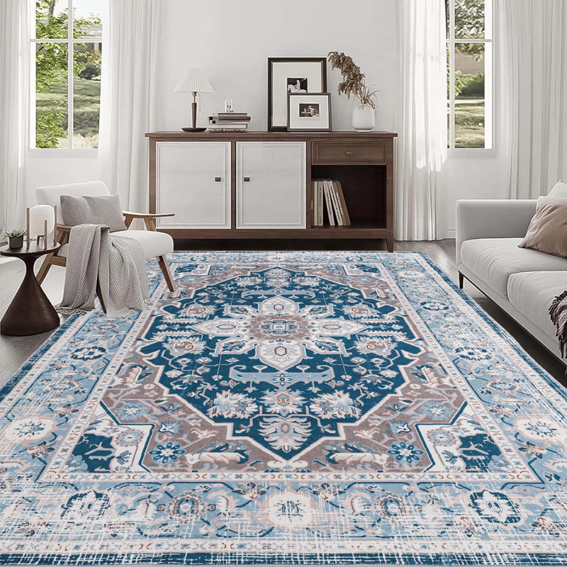 Area Rug Vintage Bohemia Large Persian Non-Slip Washable Rug For Living Room Kitchen Bedroom Living Room, Rectangle 8' x 10'