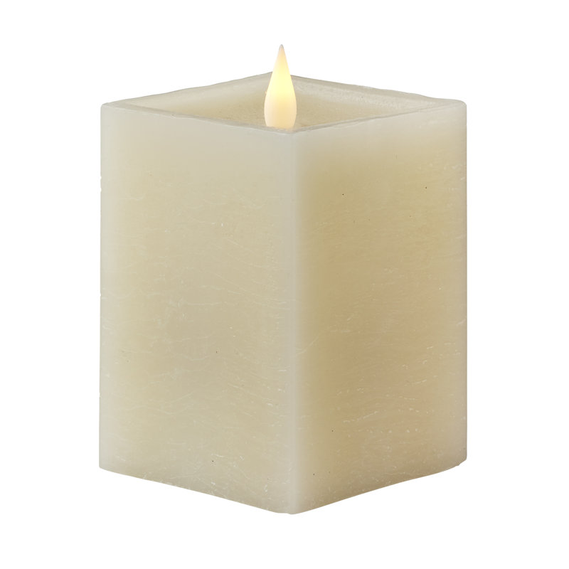 Bougie carrée classique sans flamme, 5 po x 3 po sans flamme, Ivoire ivoire