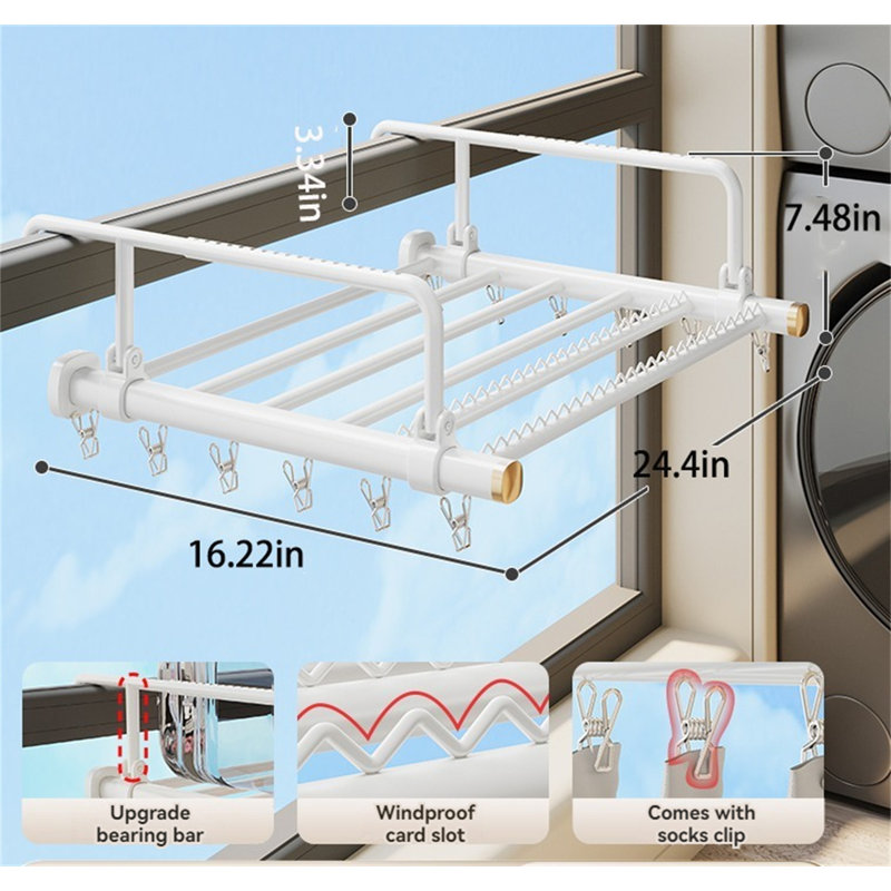 Support de balcon multifonctionnel, H 7,48 po x l 24,4 po x P 16,22 po