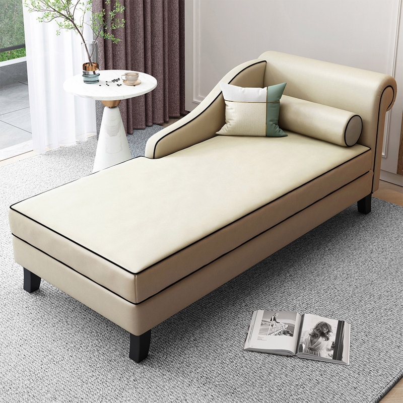 Chaise longue rembourrée Gibeon, Beige, Accoudoir à droite (vu de face)