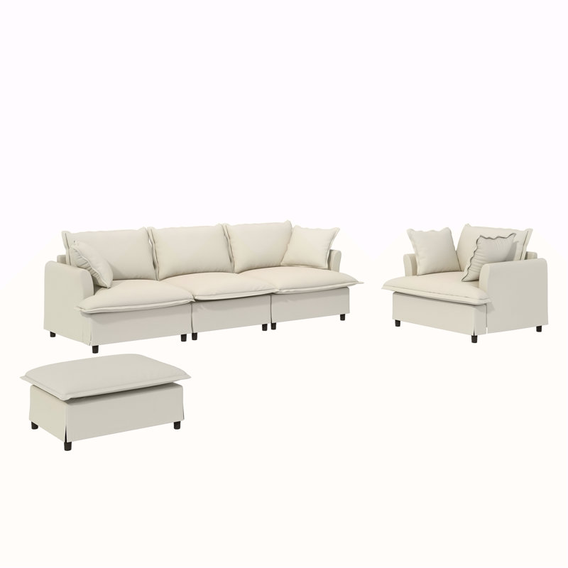 Module de repose-pieds 33 * 27,5 "pour canapé modulaire modulaire, siège large, chenille, 2 couleurs, Beige