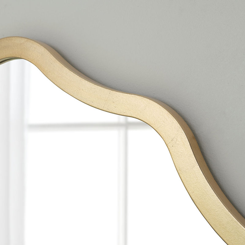 Brexten Flat Wall Mirror, 120cm H x 120cm W, Round/Scalloped/Wavy, Gold