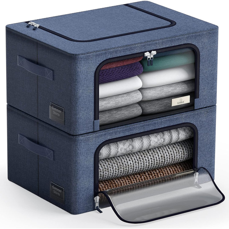 Boîte de rangement avec petite fenêtre bleue - paquet de 2, Bleu