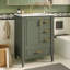 Meuble-lavabo 24 po avec lavabo en céramique, porte à fermeture douce, 3 tiroirs, poignées dorées et support de porte-127467486