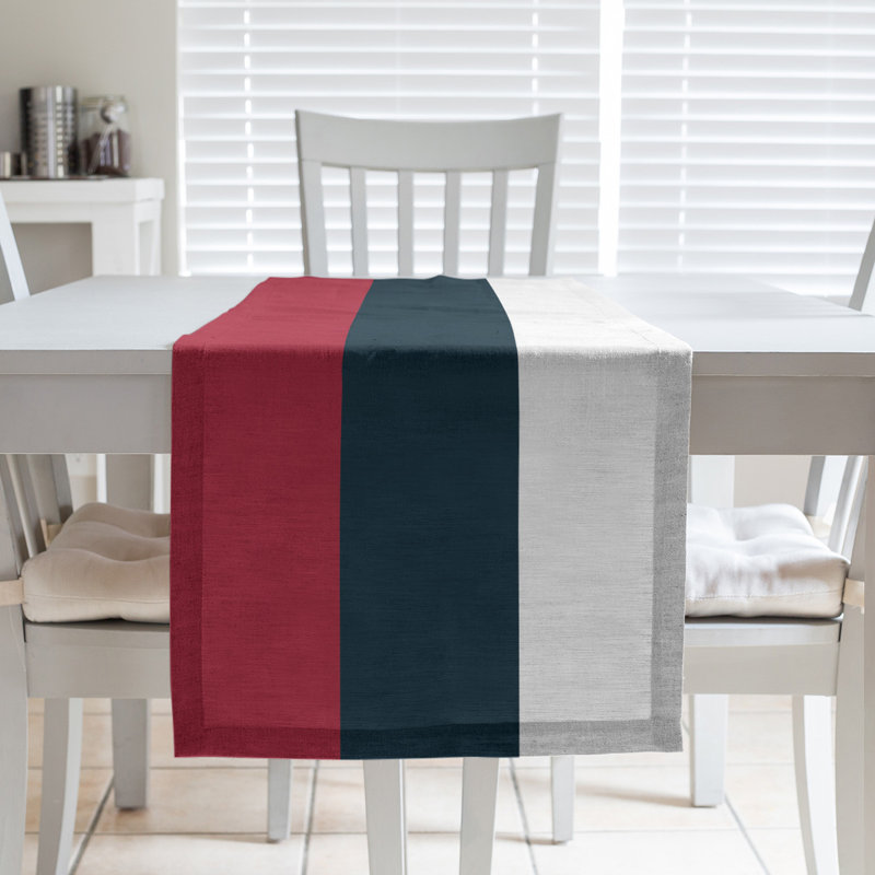 Houston Throwback Football Stripes Table Runner, 72" x 16", Houston Throwback Football Cherry/Navy/Gray, Polyester
