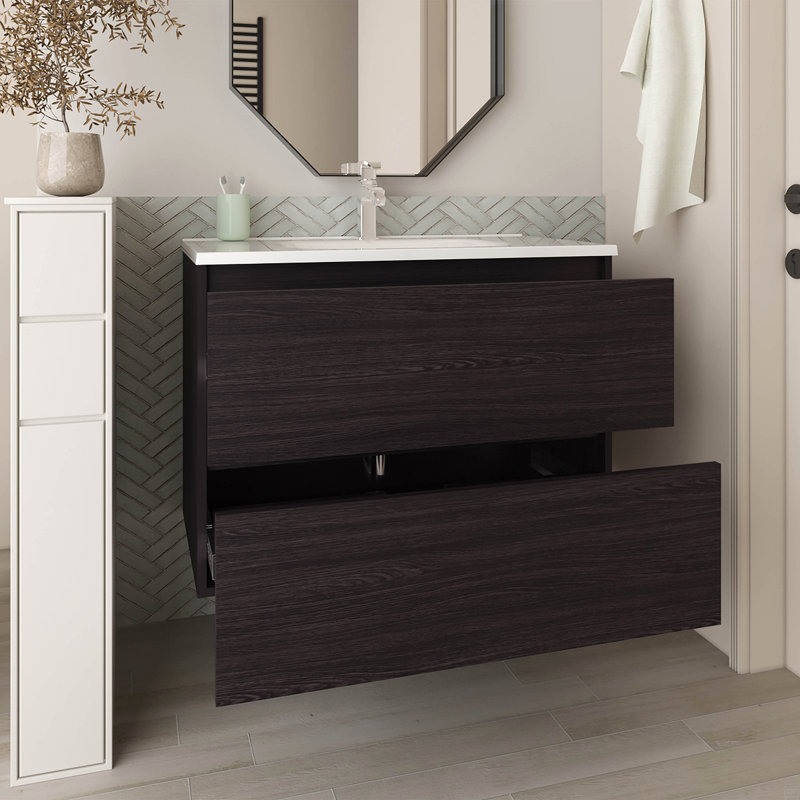 Bathroom Vanity With Sink, 2 Drawers