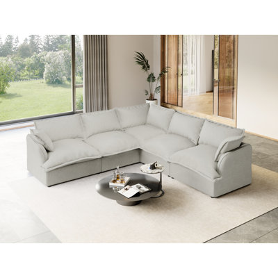 Modular Sectional Couch Down Filled Sofa, Comfty Convertible Deep Seat Cloud Couch For Living Room, Detachable Washable Couches Cushion Covers