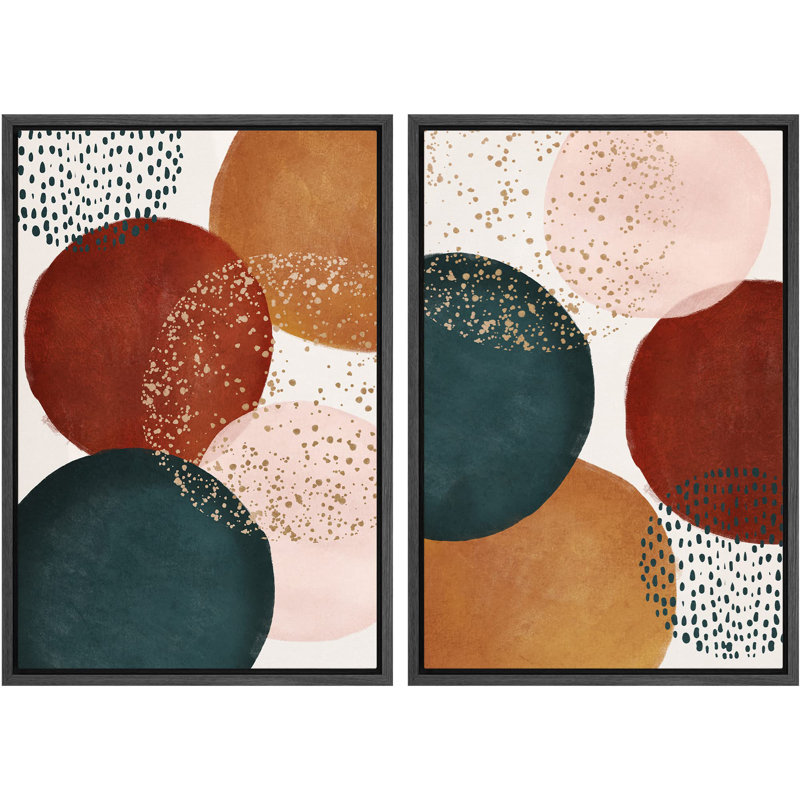 Mid-Century aquarelle, cercle, collage, formes abstraites, illustrations modernes et minimalistes, Noir, H 24 po x l 16 po