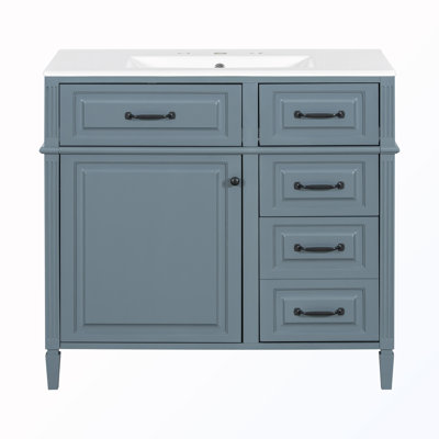 Freestanding Bathroom Vanity With Drawers&Shelf