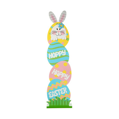 42"H Easter Wooden Bunny And Eggs Porch Decor(KD)