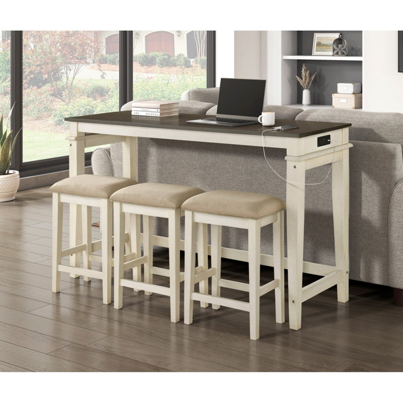 Ensemble de table de salle à manger à hauteur de comptoir moderne à deux tons 4Pc
