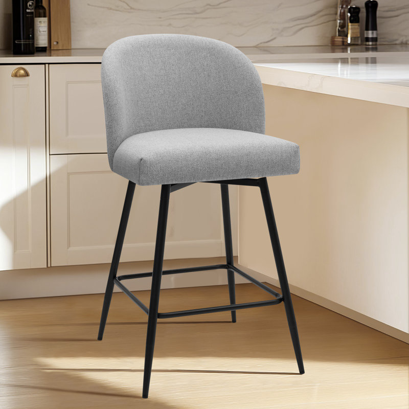 Tabouret de bar pivotant à 360 ° à hauteur de comptoir avec dossier, Gris