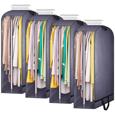 10" Gusseted Garment Bags For Hanging Clothes Storage, 43" Suit Bags For Closet Storage With Handles, Garment Covers For Coats, Jackets, Sweaters (4 P