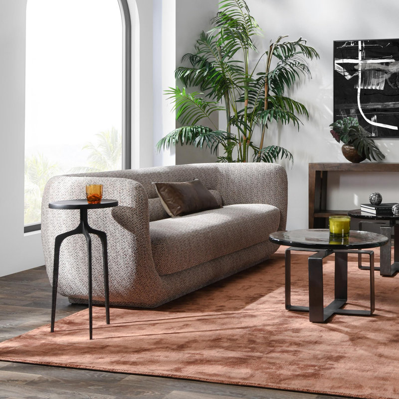 Nico 93" Upholstered Sofa in Brick, Brick Polyester