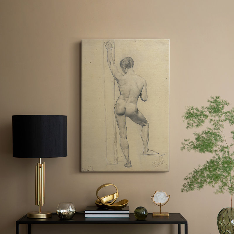 Masculin nu, vue arrière - toile tendue par Gustav Klimt, 12 x 18