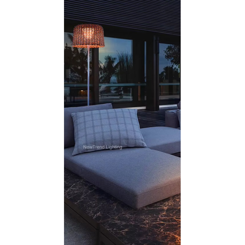Serenity Metal And Rattan Floor Lamp | 3000K LED Light Lamp For Indoor And Outdoor