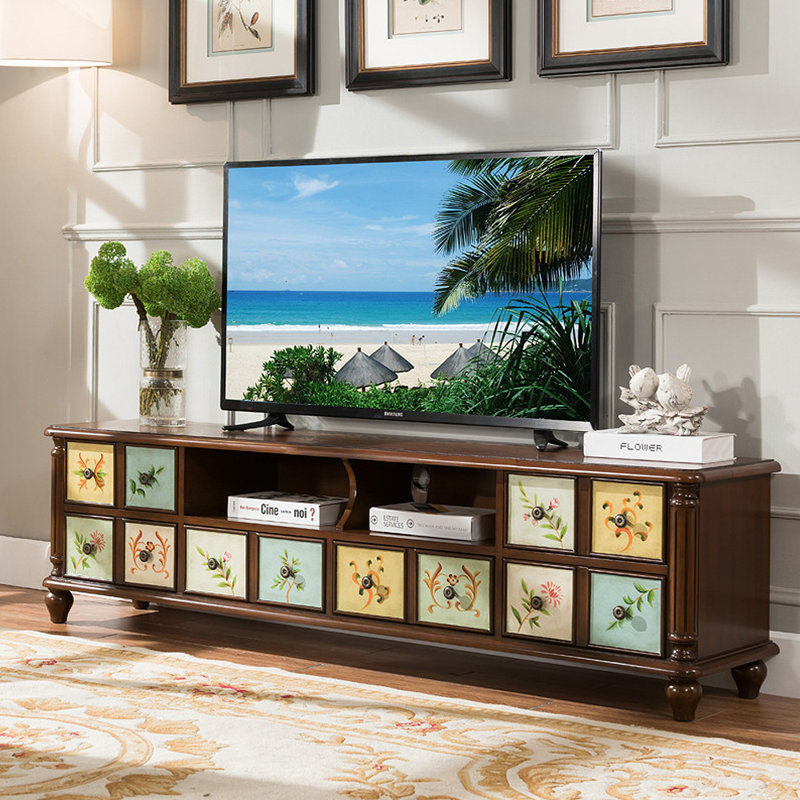 Cabinet audiovisuel peint American Country, 70.09"
