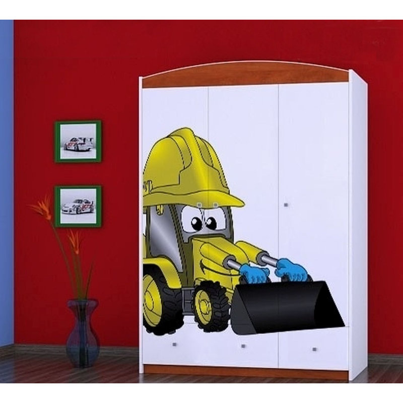 Artin 3 Door Wardrobe, Red