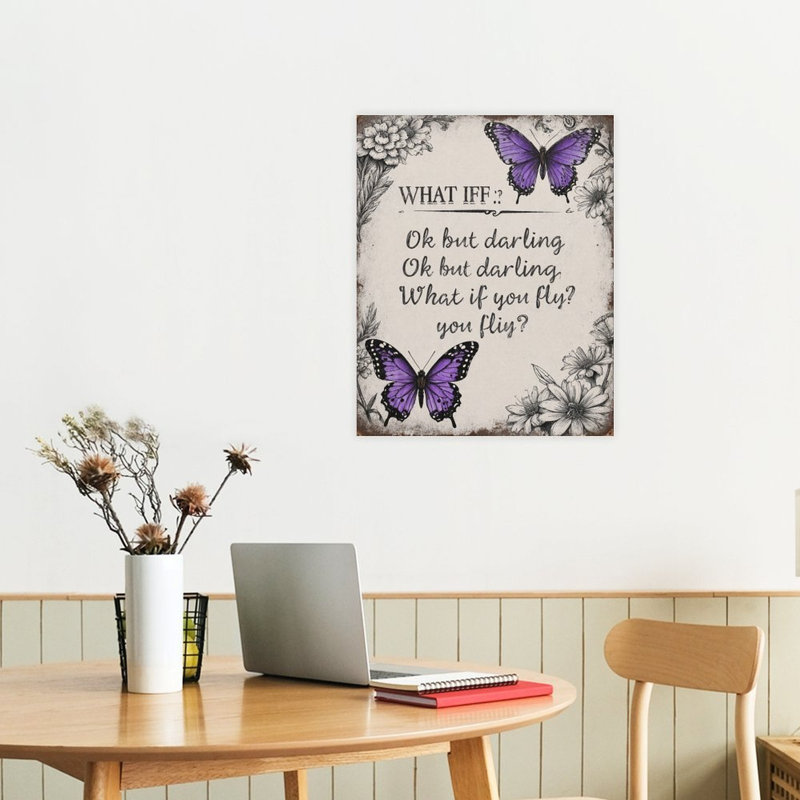 Papillon, question inspirante, encadré en bois, art mural, l 16 x L 20