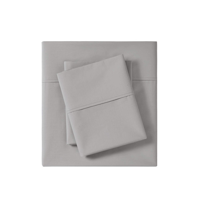 200 Thread Count Cotton Peached Percale Sheet Set, Queen, Charcoal