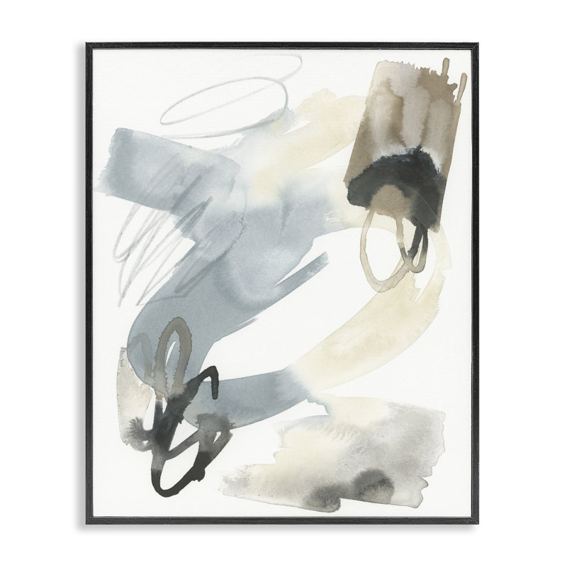 Aquarelle, coups de pinceau blancs, estampe numérique par June Erica Vess, Giclée encadrée noir minuit, H 14 po x l 11 po