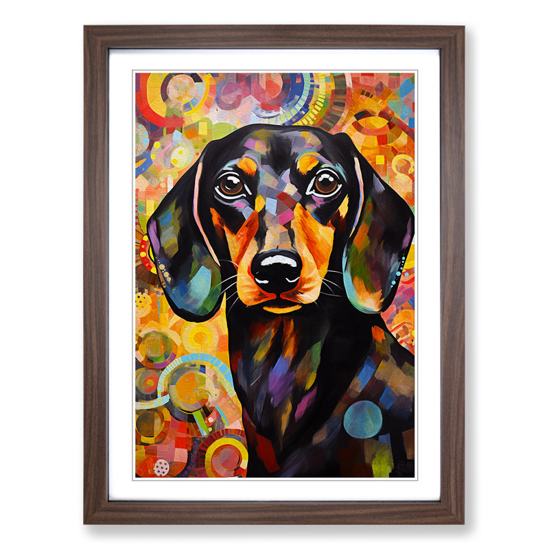 Dachshund Abstract - Framed Print, Walnut, 64cm H x 46cm W x 2cm D