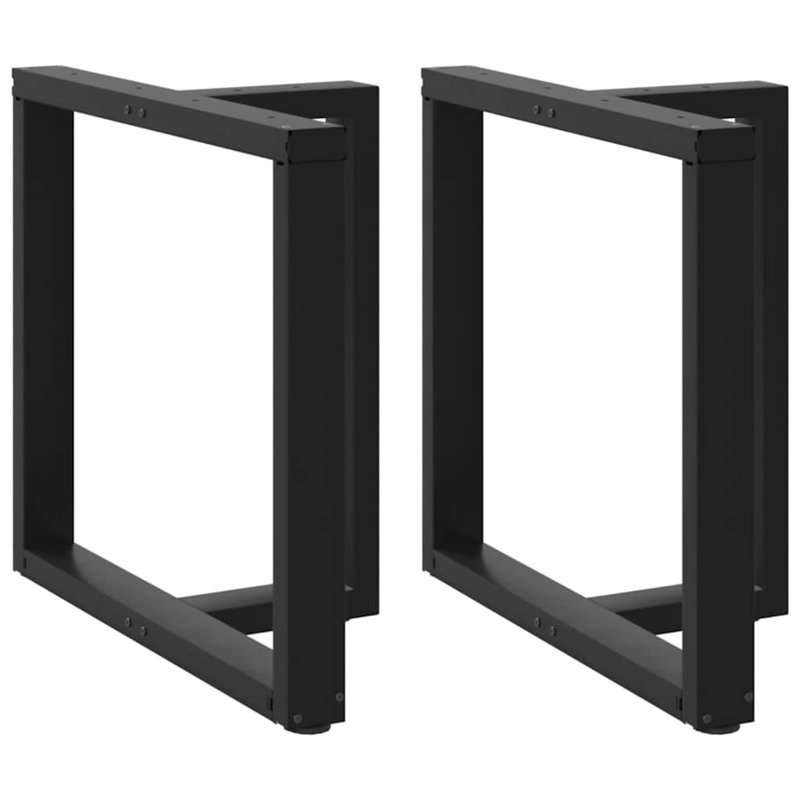  Pieds de table de salle à manger en acier thermolaqué noir, H 28,7 po x l 13,8 po x P 3,1 po