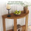 Console en bois massif, canapé demi-rond avec tablette inférieure