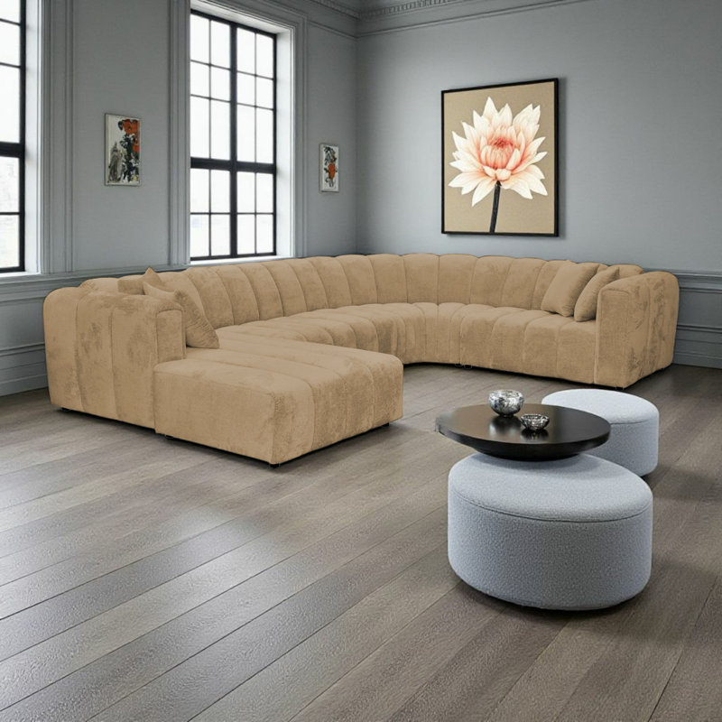 5 Seater Corner Sofa, Left Hand Facing, Dark Beige