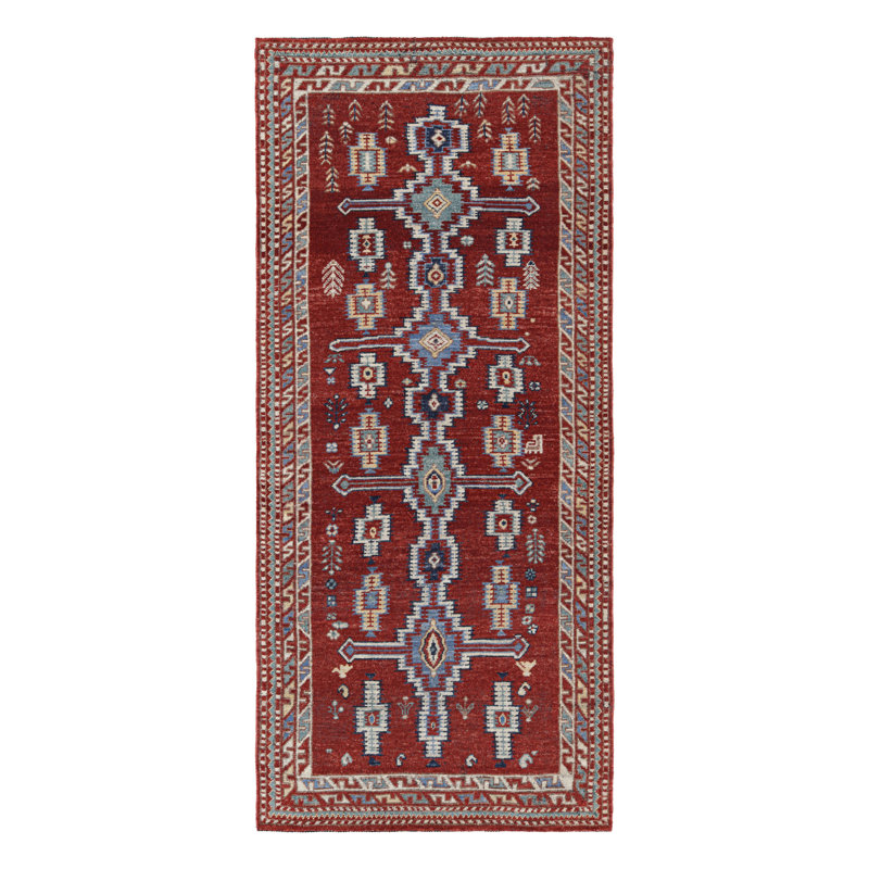 Burano Handmade Kilim Wool Geometric Area Rug, Runner 2'6" x 8'
