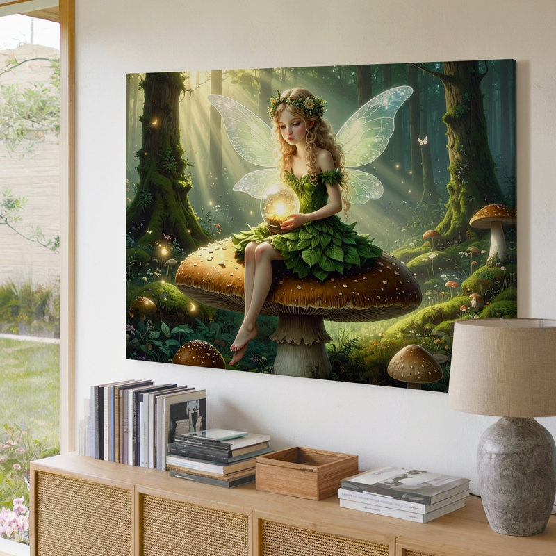 Toile avec art mural fée de la forêt, H 16 po x l 20 po