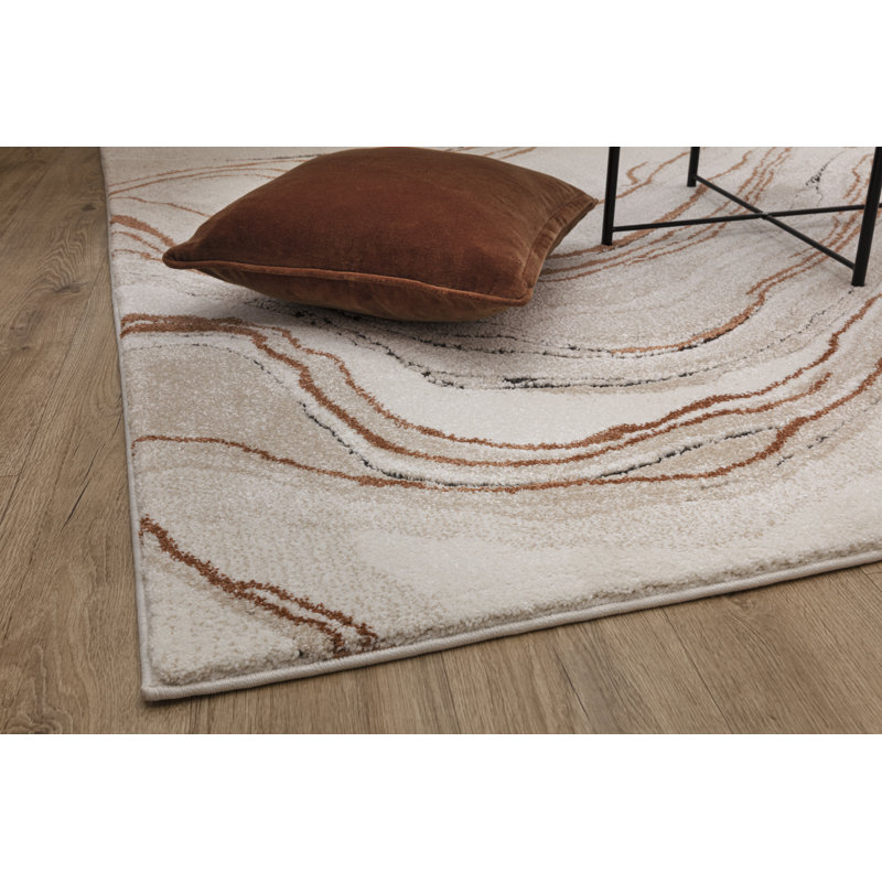 Decara Quartz Abstract High-Low Terracotta/Beige Area Rug, Rectangle 160 x 230 cm