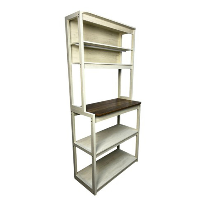Étagère de cuisine à 5 niveaux avec rangement, Blanc / Brun, H 66,93 po x l 31,5 po x P 15,75 po