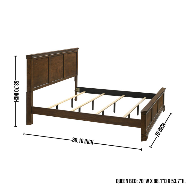 4-Pieces Traditional Wood Panel Bed with Dresser, Mirror, Nightstand, Queen