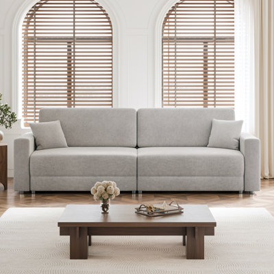 Canapé surdimensionné de 110 po à 4 sièges profonds avec coussin décoratif et accoudoir carré pour bureau de salon, gris clair