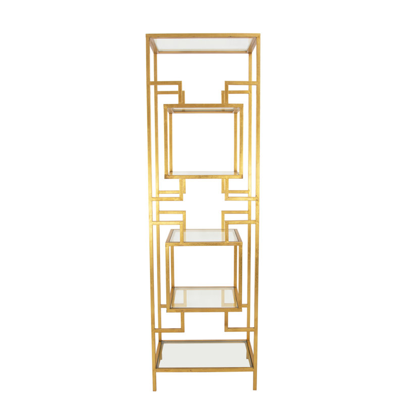 Bullani Geometric Bookcase, Gold, (5 Shelves) 80" H x 24" W x 18" D
