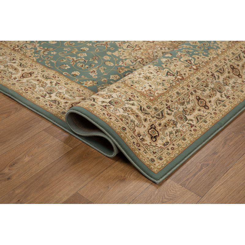 Tapis transitionnel beige / vert Izmir Collection, Rectangle 7 pi 10 po x 10 pi