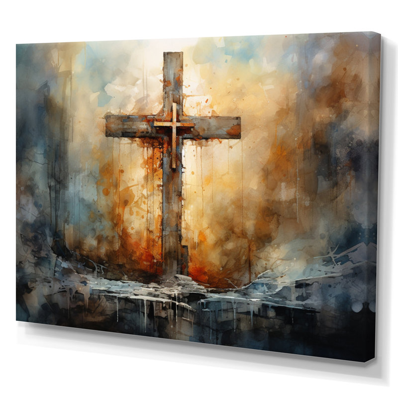 Croix, symbole puissant - art mural, Toile tendue, H 24 po x l 32 po x P 1 po