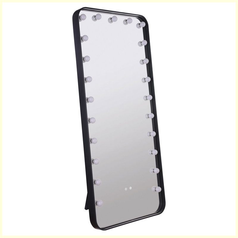 Black LED Standing Floor Mirror with Built-in Speakers | Modern Smart Full Length Mirror for Living Room, Bedroom