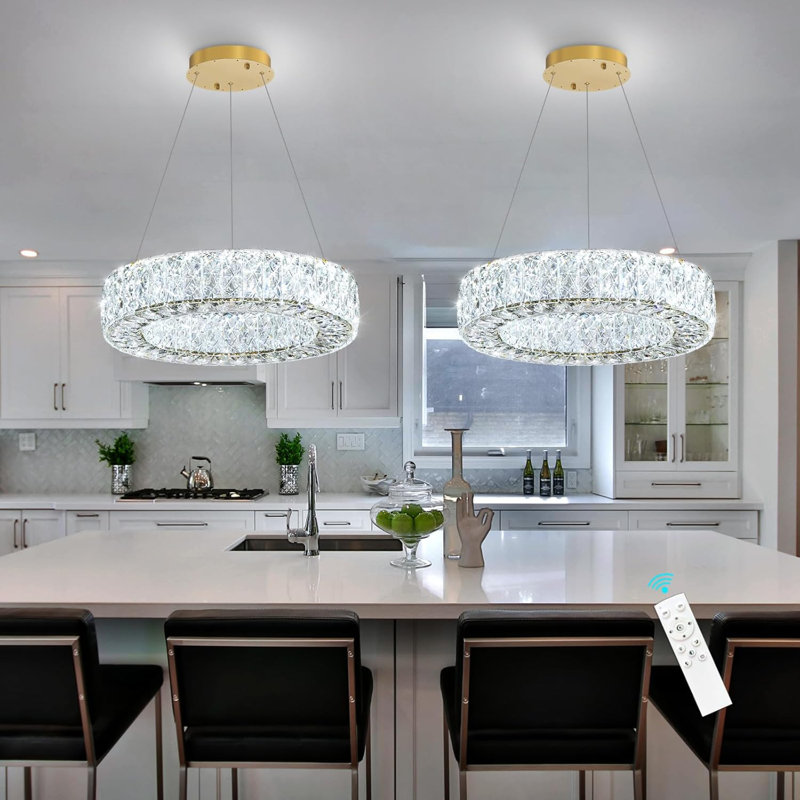 Glam Dimmable Crystal Chandelier, Gold