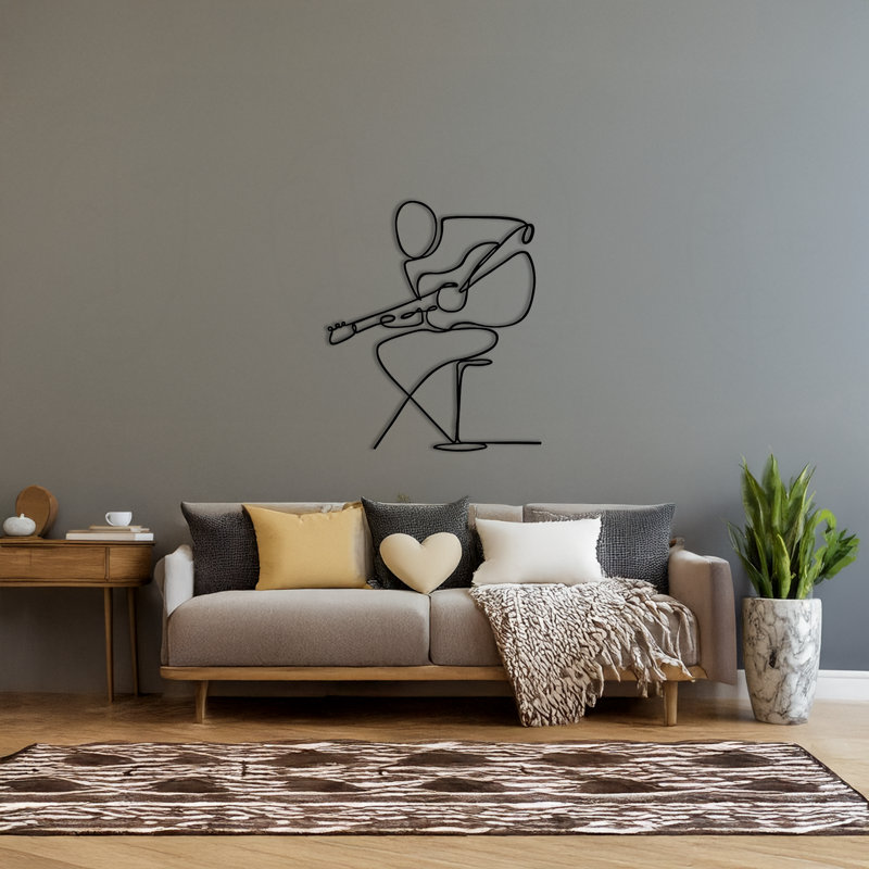 Metal Man With Guitar Wall Decor