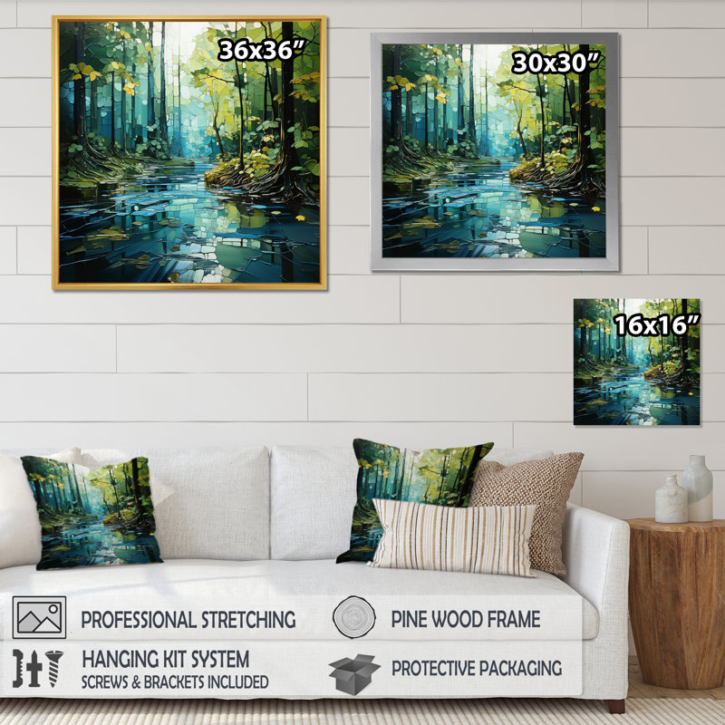" Drip Natures Pulse River II ", 30" H x 30" W x 1" D, Black Floater Framed