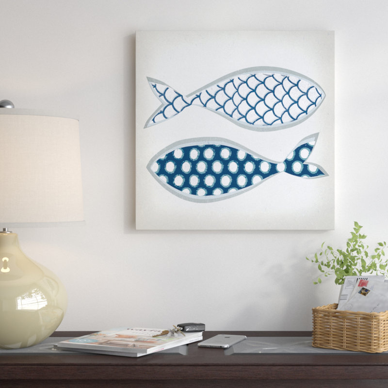 " Fish Patterns II " by Tandi Venter, 18" H x 18" W x 1.5" D, No Mat, Black Floater Framed Canvas
